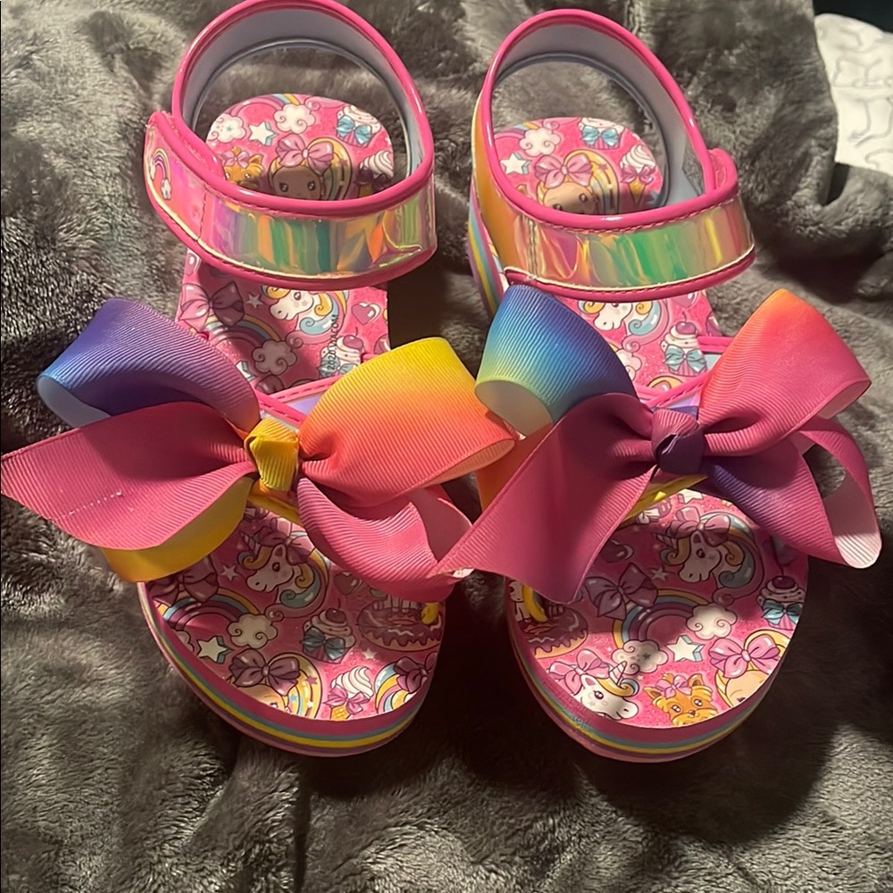 JoJo Siwa Pink and Rainbow Bow Sandals size  USA:4 , EUR:36, MEX:23